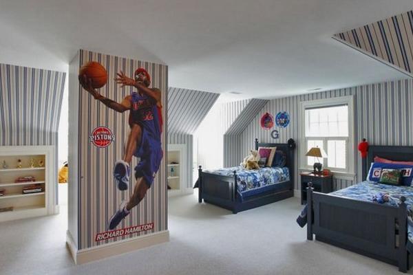 دکوراسیون اتاق خواب ساده و شیک پسرانه با تم ورزشی یا سفری