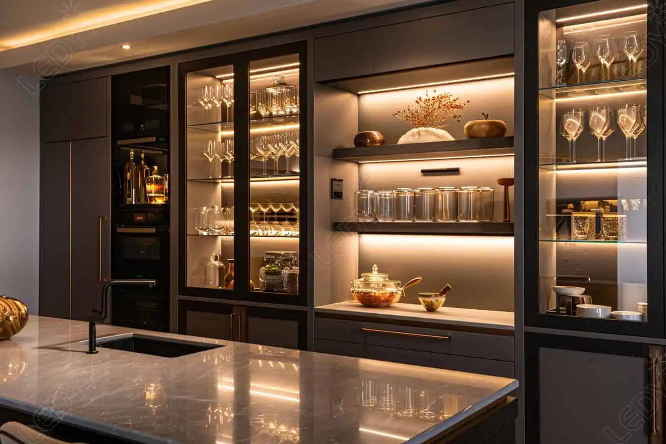 کابینت ویترینی با نور پسزمینه LED